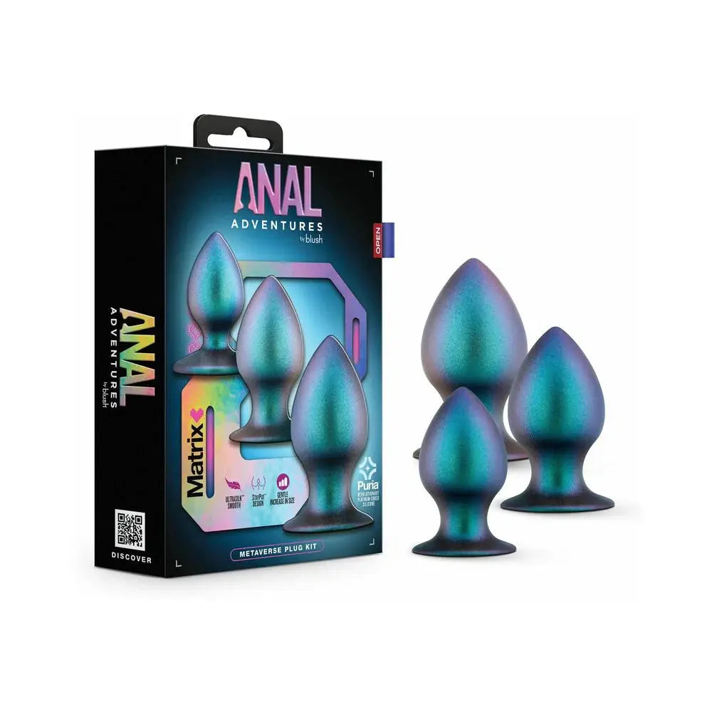 Anal Adventures Matrix Metaverse Silicone Butt Plug Kit Dark Millenia  Anal Training