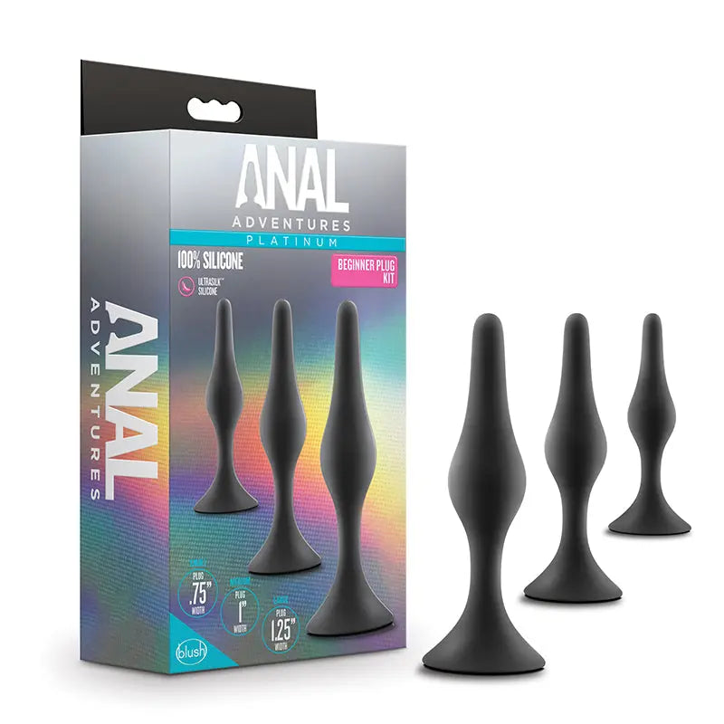 Anal Adventures Platinum Silicone 3-Piece Beginner Plug Kit Black  Anal - Kits