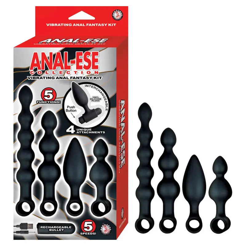 Anal-Ese Collection Vibrating Anal Fantasy Kit - Black  Anal - Kits
