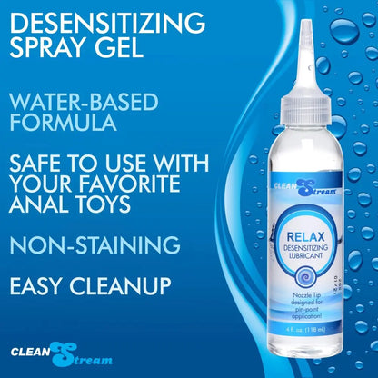 Anal Lube Relax Desensitizing Lubricant With Nozzle Tip - 4 oz. Relax Anal Glide  Lubes, Lotions and Accessories