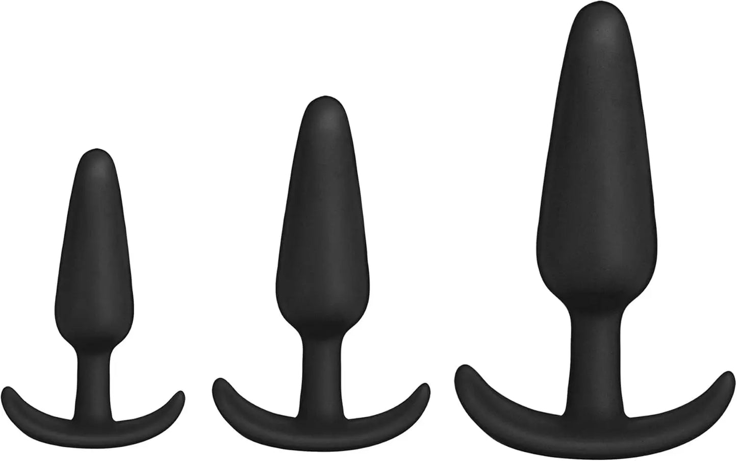 Anal Plug Trainer Set In A Bag 3-Piece Silicone Butt Plug Set Black  Anal - Kits