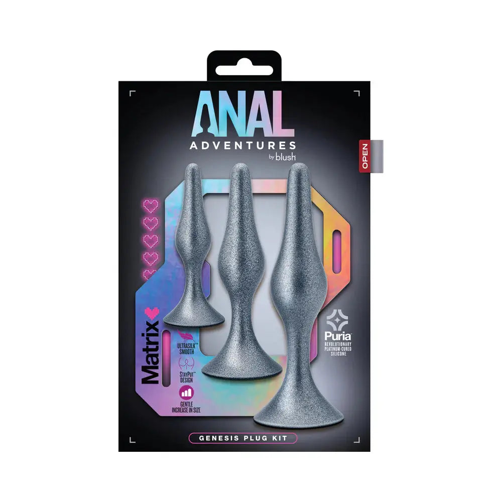 Anal Stretching Matrix Genesis Anal Plug Kit Stellar Silver  Anal Training