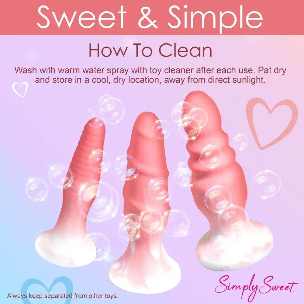 Anal Training 3 Piece Silicone Butt Plug Set - Pink  Anal Plug Sex Toy