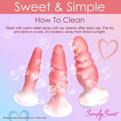 Anal Training 3 Piece Silicone Butt Plug Set - Pink  Anal Plug Sex Toy