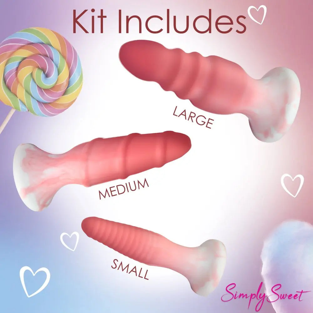 Anal Training 3 Piece Silicone Butt Plug Set - Pink  Anal Plug Sex Toy