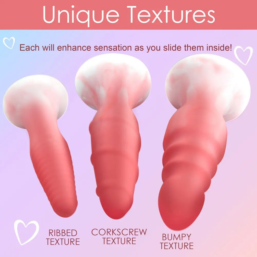 Anal Training 3 Piece Silicone Butt Plug Set - Pink  Anal Plug Sex Toy
