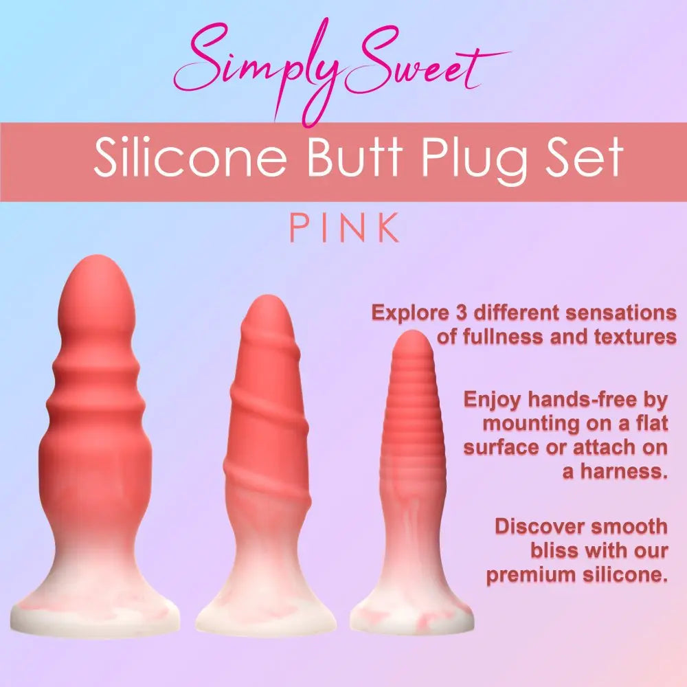 Anal Training 3 Piece Silicone Butt Plug Set - Pink  Anal Plug Sex Toy