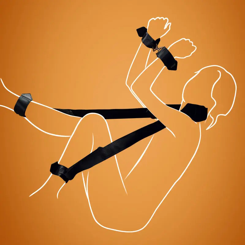 BDSM Adjustable Bed Restraint Kit with Optional Leg Spreader Strap  Bed Restraint System