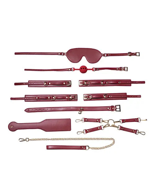 BDSM Beginner Set Kinky Play Box Red Passion 8 pc Set Bondage Kit - Red 