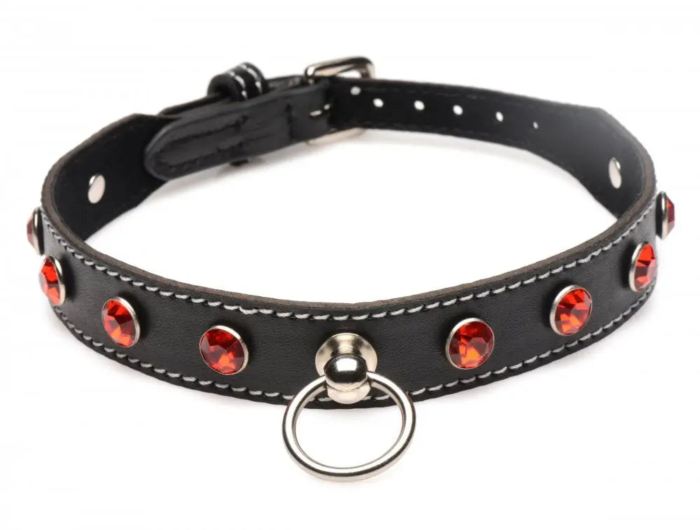 BDSM Collar Rhinestone Choker with O-Ring Bondage Collar  Fetish Clothing and Lingerie