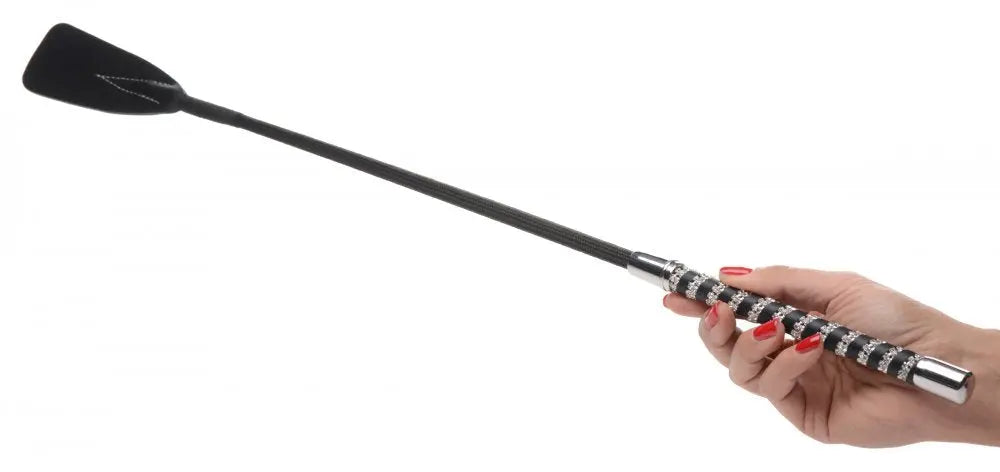 BDSM Crop Short Leather Riding Crop with Rhinestone Handle  Impact Play