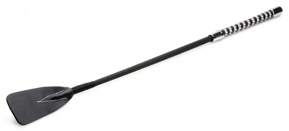 BDSM Crop Short Leather Riding Crop with Rhinestone Handle  Impact Play