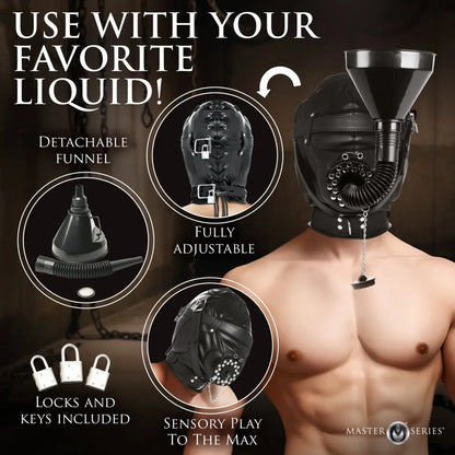 BDSM Degraded Sensory Deprivation Bondage Hood with Funnel  Bondage Gear