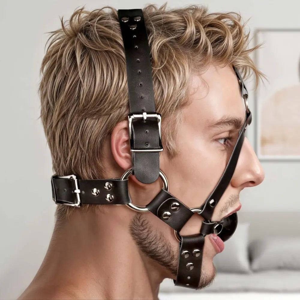 BDSM Gag Harness Bondage Leather Ball Gag Harness  BDSM Mask