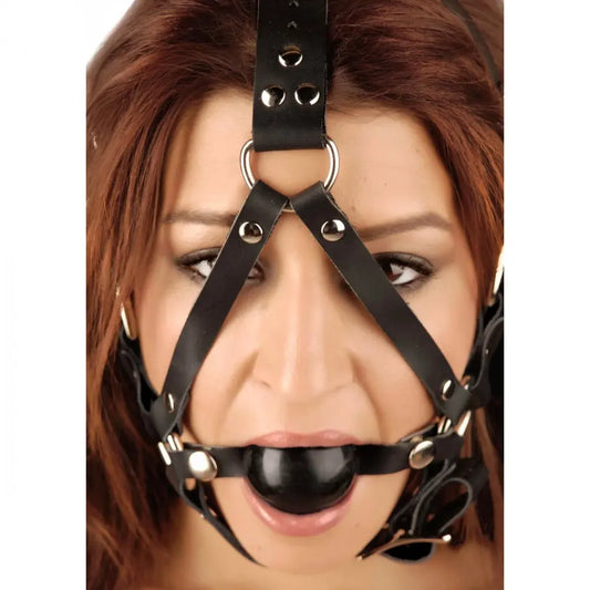 BDSM Gag Harness Bondage Leather Ball Gag Harness  Masks, Gags and Blindfolds