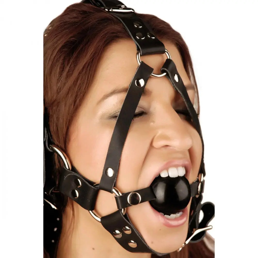 BDSM Gag Harness Bondage Leather Ball Gag Harness  Masks, Gags and Blindfolds