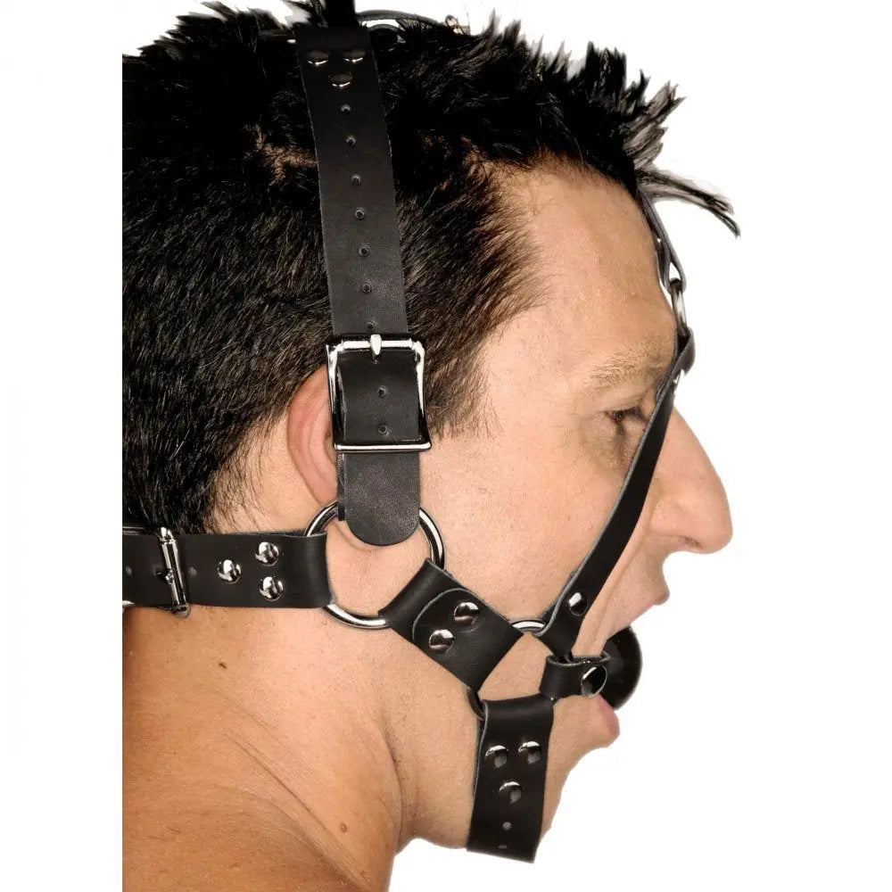 BDSM Gag Harness Bondage Leather Ball Gag Harness  Masks, Gags and Blindfolds