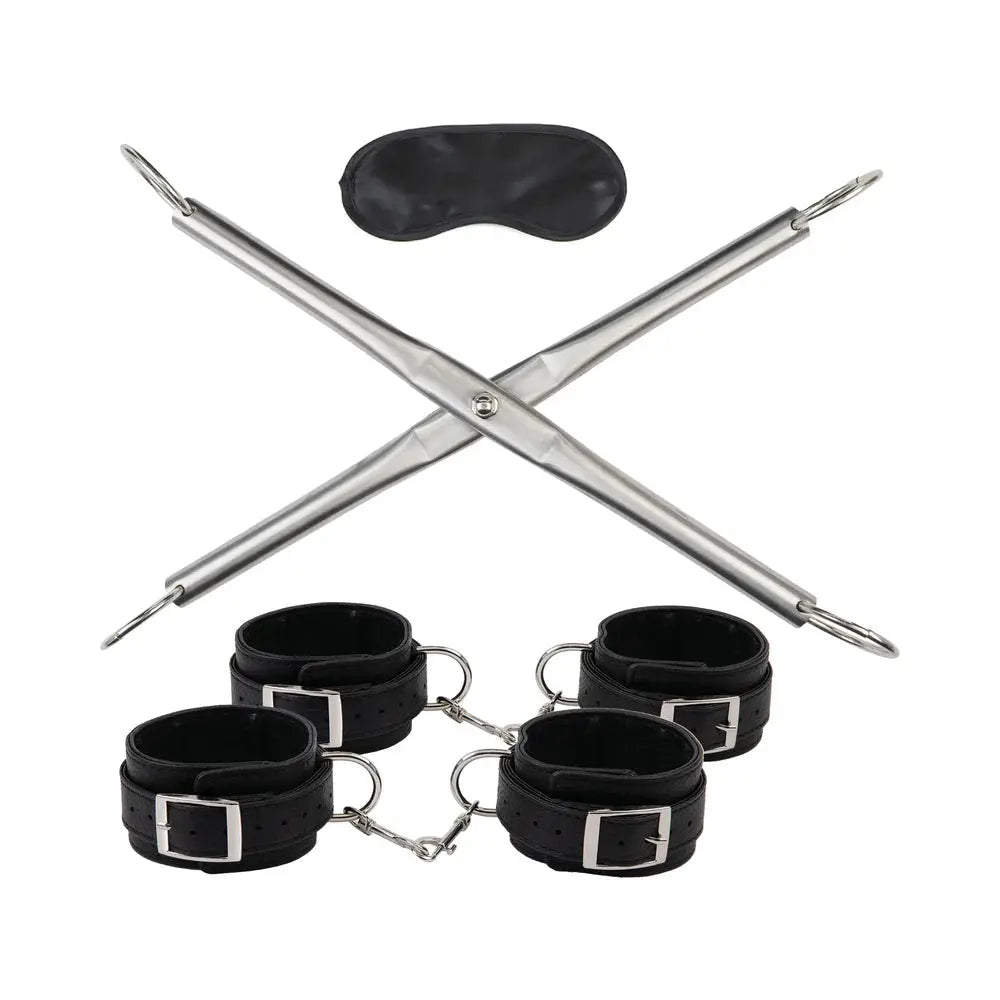 BDSM Hog-Tie Spreader Bar with Detachable Wrist and Ankle Bondage Cuffs 
