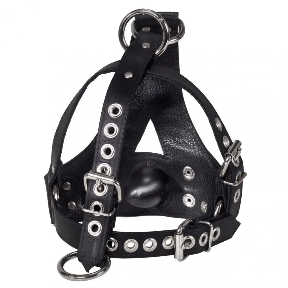 BDSM Leather Bondage Bishop Head Harness with Removable Gag  Masks, Gags and Blindfolds