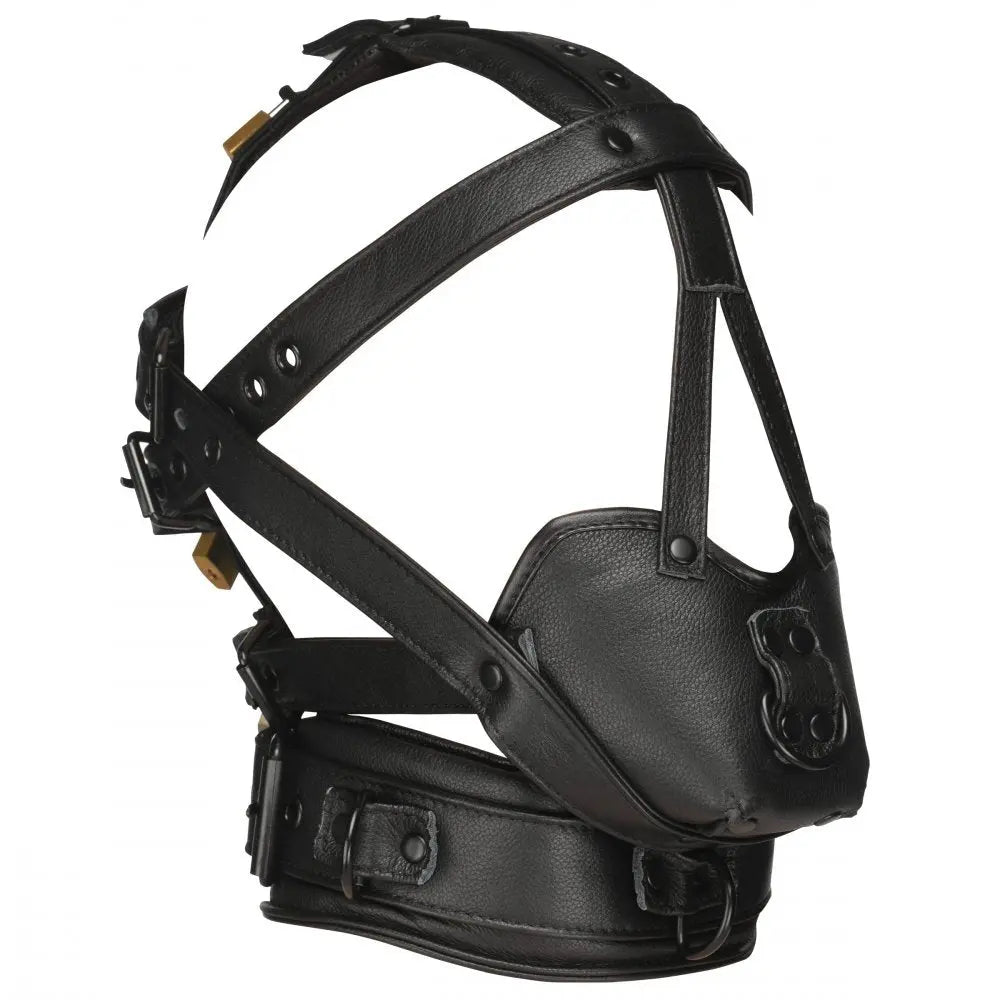 BDSM Mask Leather Head Harness with Muzzle  BDSM Mask