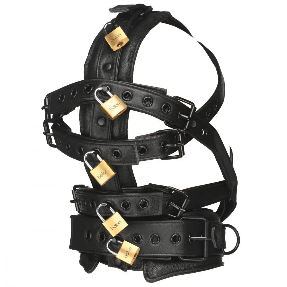 BDSM Mask Leather Head Harness with Muzzle  BDSM Mask