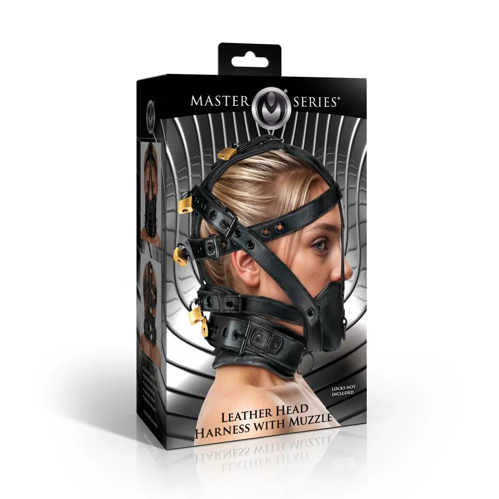 BDSM Mask Leather Head Harness with Muzzle  BDSM Mask