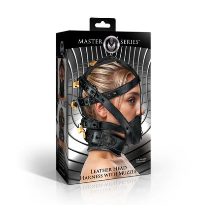 BDSM Mask Leather Head Harness with Muzzle  BDSM Mask