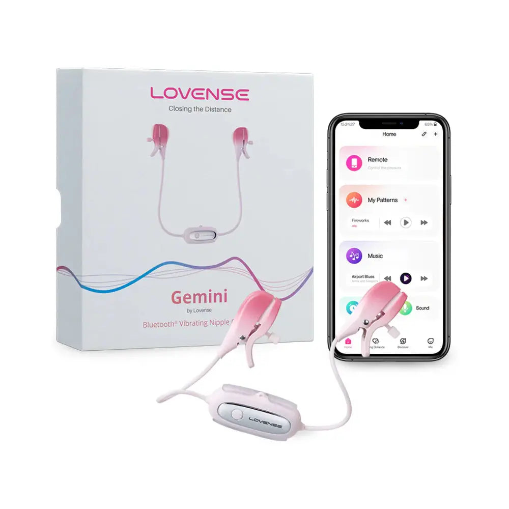 BDSM Nipple Torture Lovense Gemini Vibrating Bluetooth Nipple Clamps - Pink  Nipple and Clit Toys