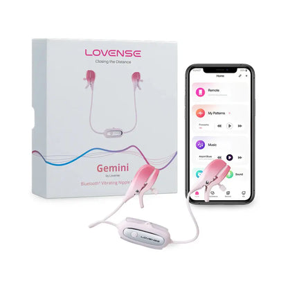 BDSM Nipple Torture Lovense Gemini Vibrating Bluetooth Nipple Clamps - Pink  Nipple and Clit Toys