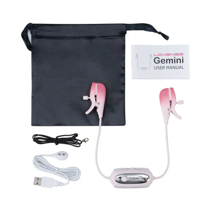 BDSM Nipple Torture Lovense Gemini Vibrating Bluetooth Nipple Clamps - Pink  Nipple and Clit Toys