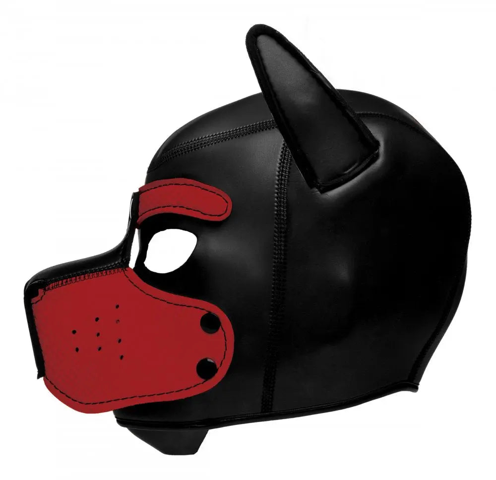 BDSM Pup Play Spike Neoprene Puppy Hood - Red Bondage Pet Play  Animal Play