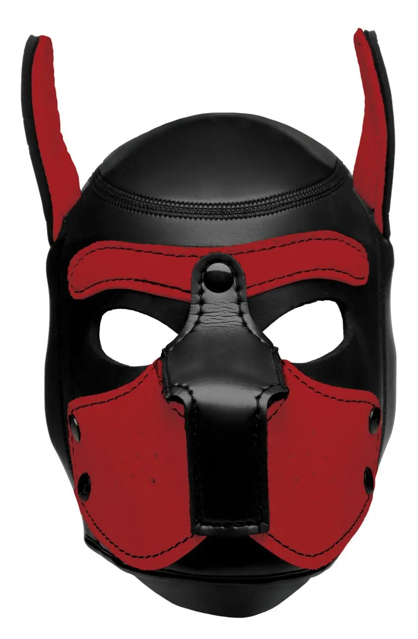 BDSM Pup Play Spike Neoprene Puppy Hood - Red Bondage Pet Play  Animal Play