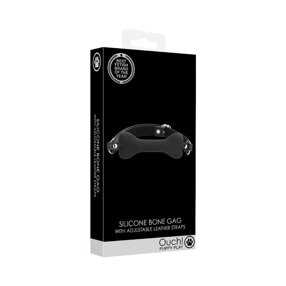 BDSM Puppy Play Bone Gag Black - Silicone Bone Gag  Fetish - Gags