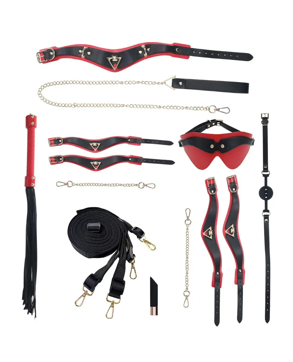 BDSM Set Milan Collection Bondage Kit w/Bag - Black/Red  Bondage Kits