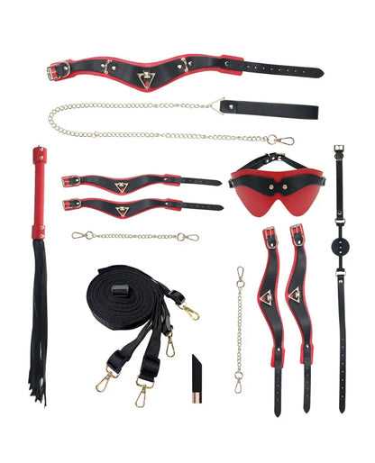 BDSM Set Milan Collection Bondage Kit w/Bag - Black/Red  Bondage Kits