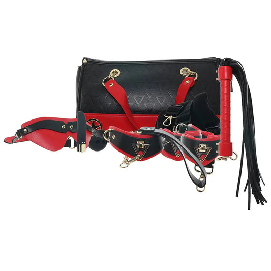 BDSM Set Milan Collection Bondage Kit w/Bag - Black/Red  Bondage Kits