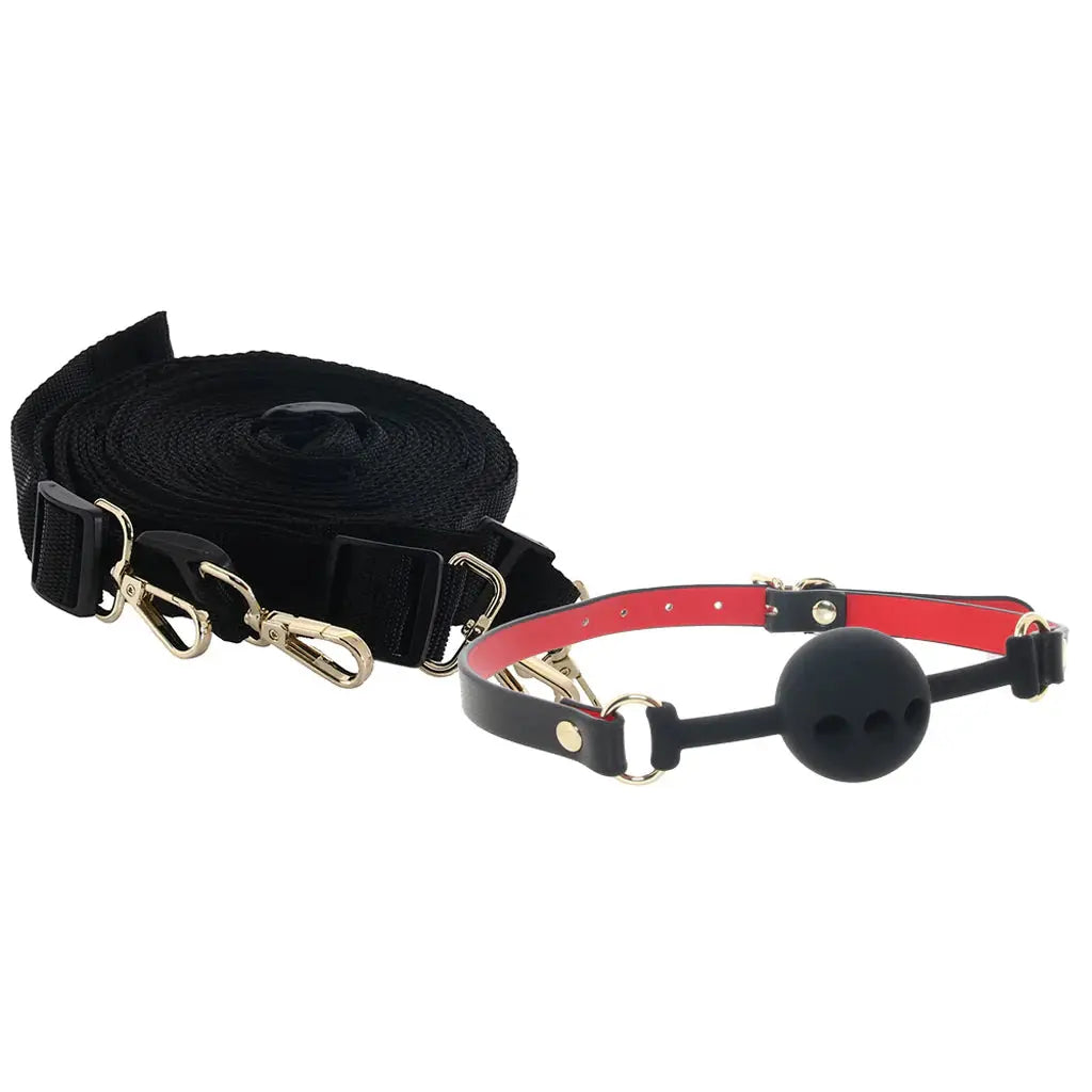 BDSM Set Milan Collection Bondage Kit w/Bag - Black/Red  Bondage Kits