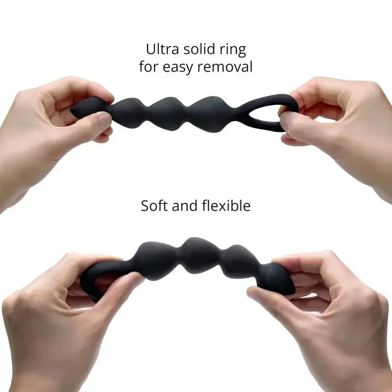 BING BANG L Heart Top Anal Beads Tapered Anal Dildo - BLACK ONYX  Anal Beads