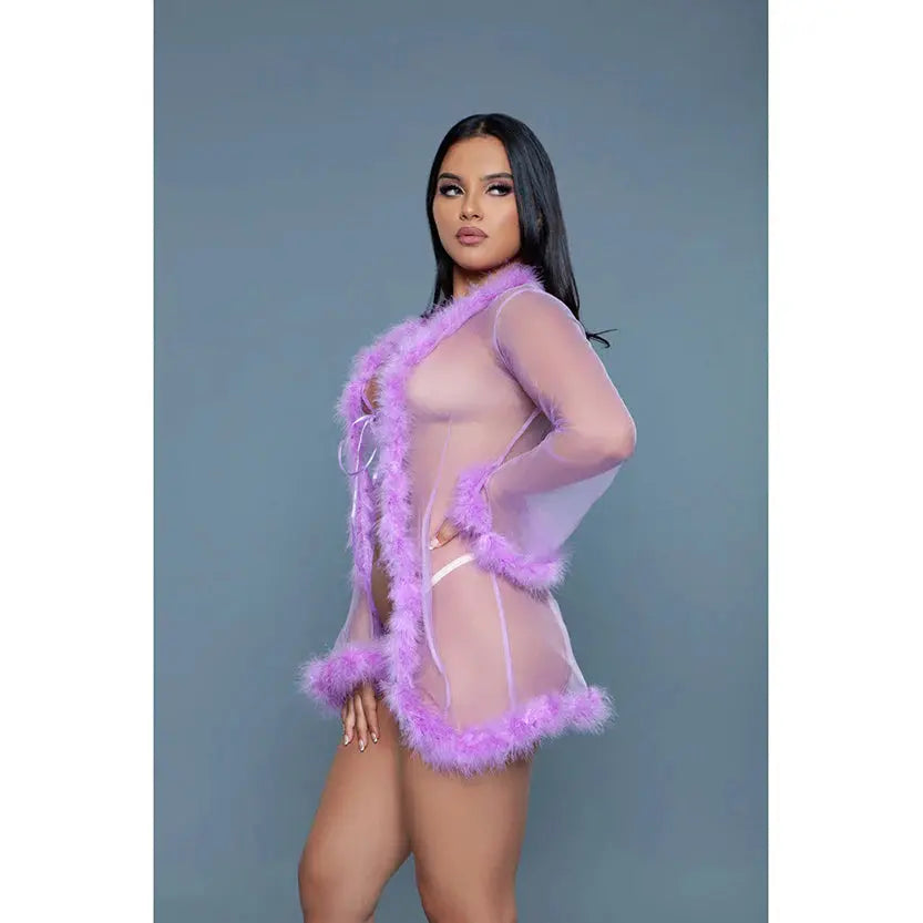 BeWicked Bou Robe Sexy Lingerie Robe Lavender O/S  Lingerie - Loungewear for Women