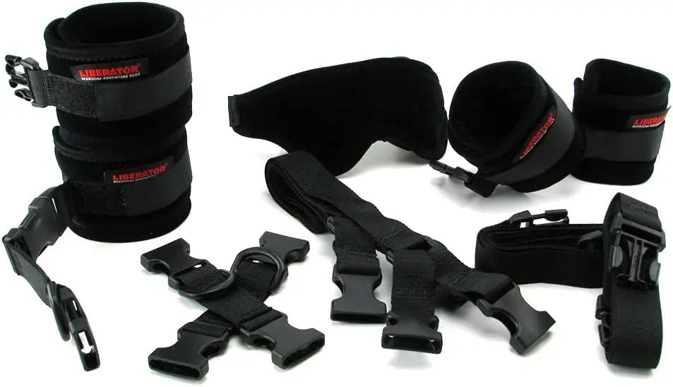 Bed Buckler Tether and Cuff Restraint Kit Black Microfiber  Restraints and Cuffs