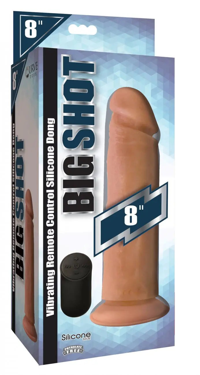 Big Shot Vibrating Remote Control Silicone Dildo - 8 Inch  Vibrating Dildo