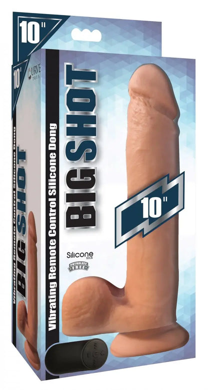 Big Shot Vibrating Remote Control Silicone Dildo with Balls - 10 Inch  Realistic Dildos