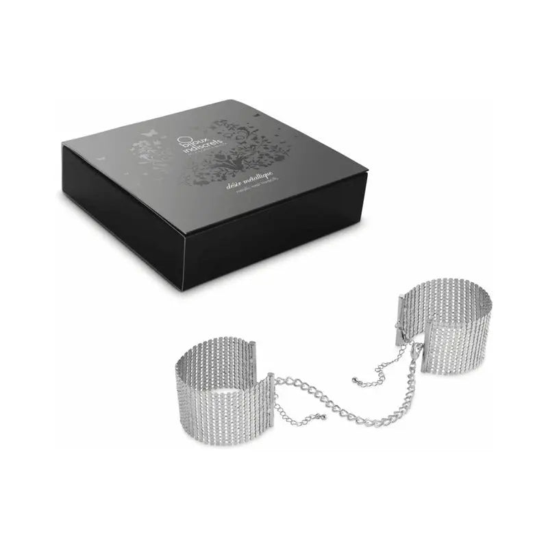 Bijoux Indiscrets Desir Metallique Mesh Handcuffs Silver  Fetish - Cuffs & Restraints