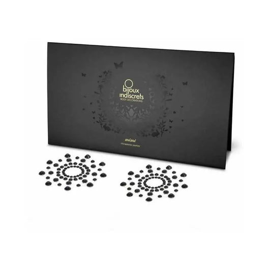 Bijoux Indiscrets Mimi Rhinestone Pasties Circles Black  Lingerie - Pasties and Tassels