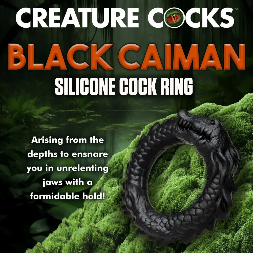 Black Caiman Cock Ring Silicone Alligator Cock Ring  Cock Rings