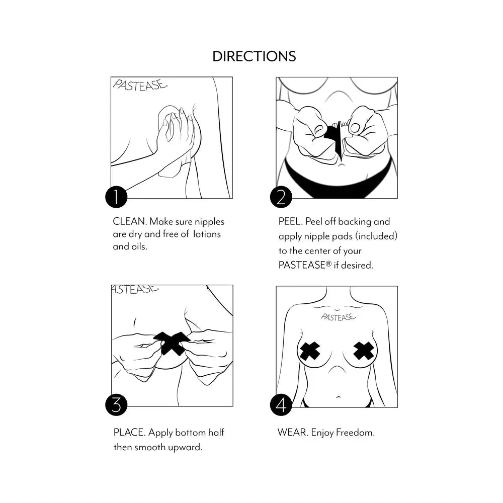 Black Cross Nipple Pasties Pastease Crosses Pasties Black  Lingerie - Pasties and Tassels