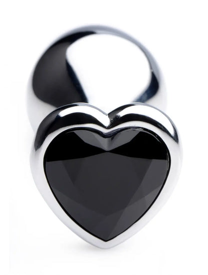 Black Heart Gem Anal Plug Sex Toy - Medium Jewel Butt Plug  Metal Anal Plug Sex Toy