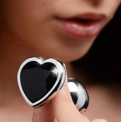 Black Heart Wide Base Gem Anal Plug Sex Toy - Small Beginner Butt Plug  Metal Anal Plug Sex Toy