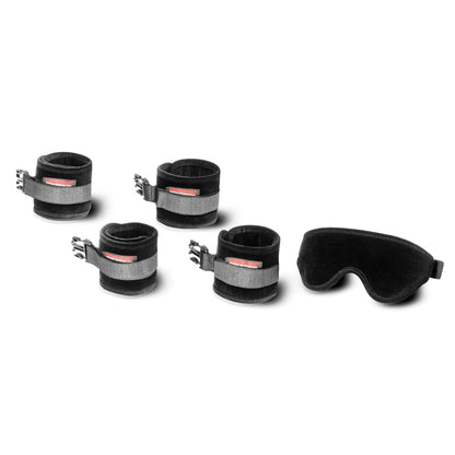Black Label Seduction Cuff Kit Black Microfiber  Restraints and Cuffs
