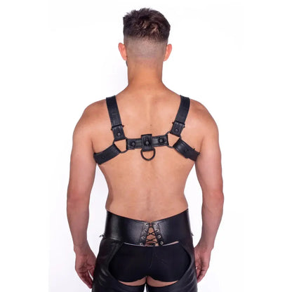 Black Leather Mens Bondage Harness Bull Harness Black Size Medium  Mens Harness